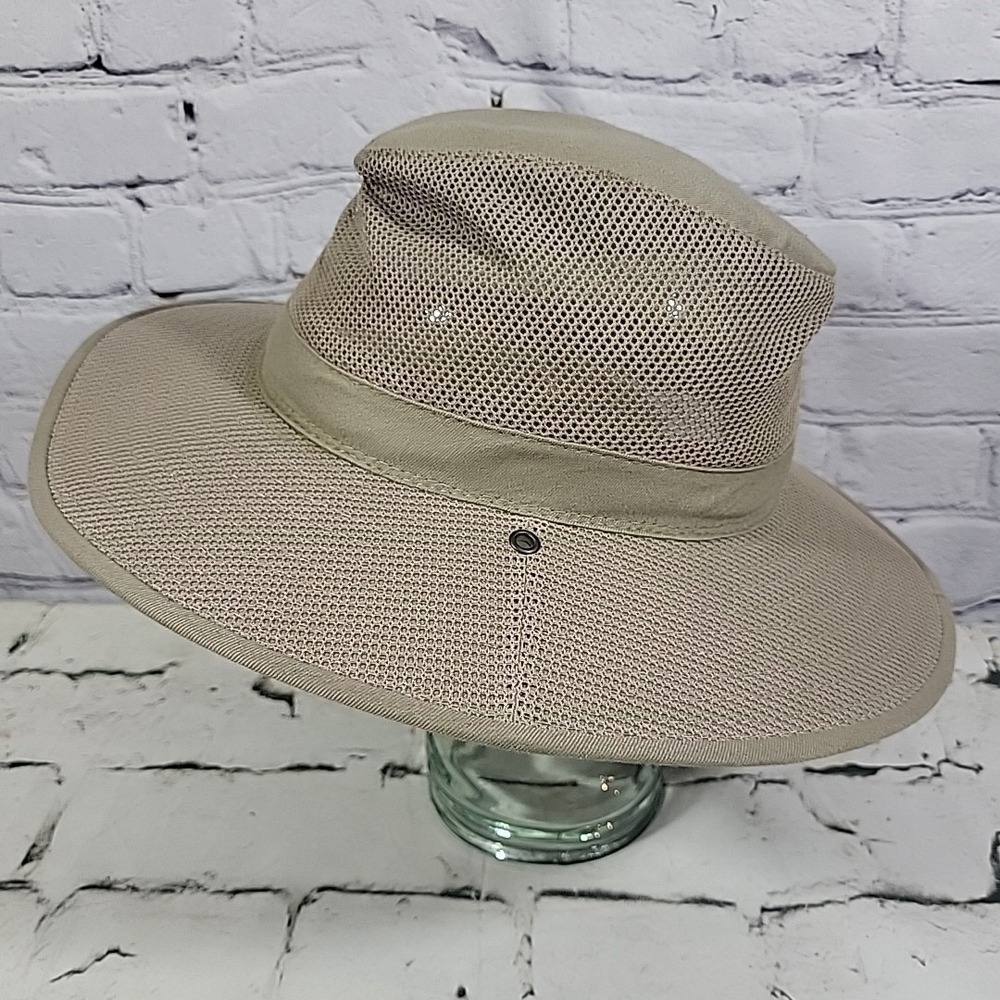 Vintage Dorfman Woven‎ Vented Safari Hat Mens Sz M Aussie Khaki Sun Cap